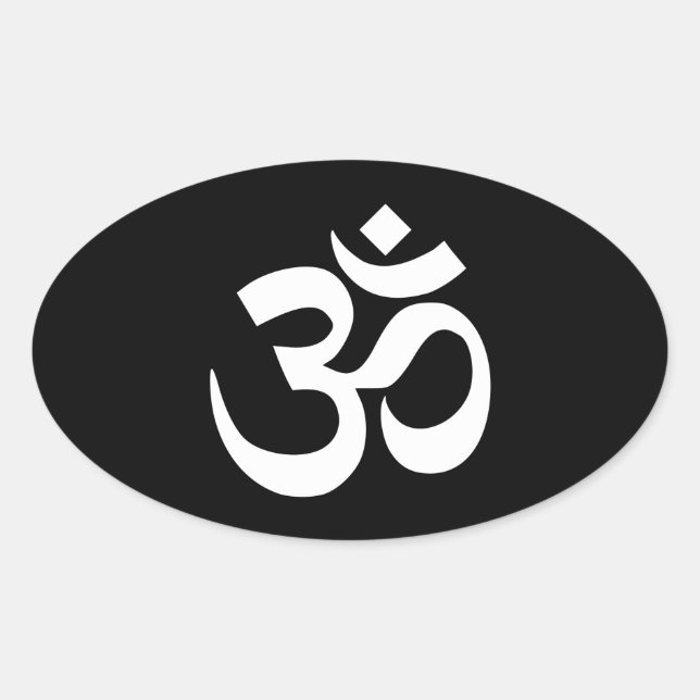 Sticker Ovale Symbole Om noir et blanc (Devant)