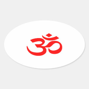 Sticker Ovale Symbole Om rouge