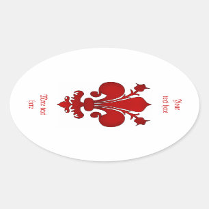 Sticker Ovale Symbole rouge foncé de fleur de lis