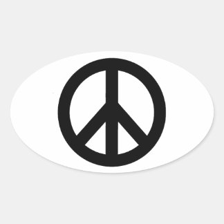 STICKER OVALE SYMBOLE SYMBOLE DE LA PAIX BLANC NOIR