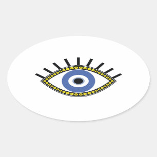 Sticker Ovale Symbole talisman ethnique de protection des yeux m