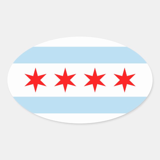 Sticker Ovale T-shirt Drapeau de Chicago (Devant)