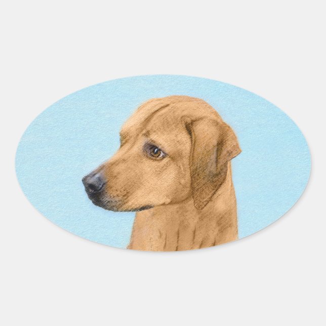 Sticker Ovale Tableau Rhodesian Ridgeback - Art Chien original (Devant)