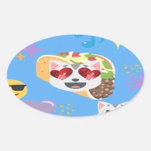 Sticker Ovale taco cat emoji