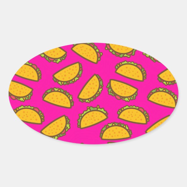 Sticker Ovale tacos roses (Devant)