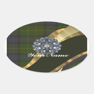 Sticker Ovale Tartan vert foncé