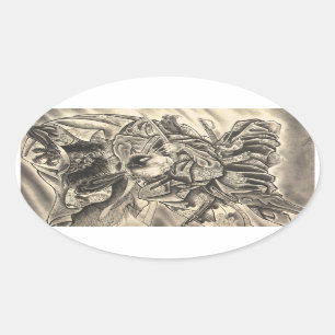 Sticker Ovale Tatouage japonais vintage frais de combat de