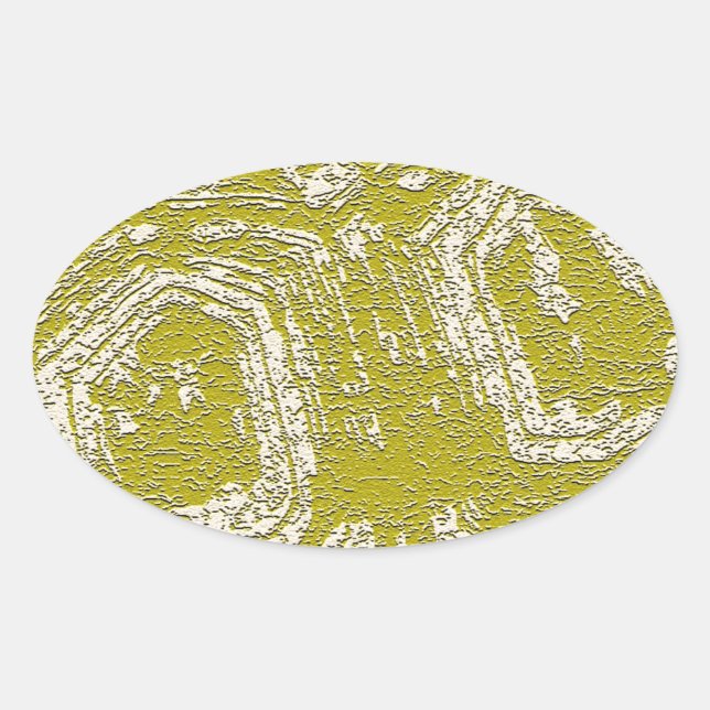Sticker Ovale Taureau de moutarde imprimé abstrait par LeahG (Devant)