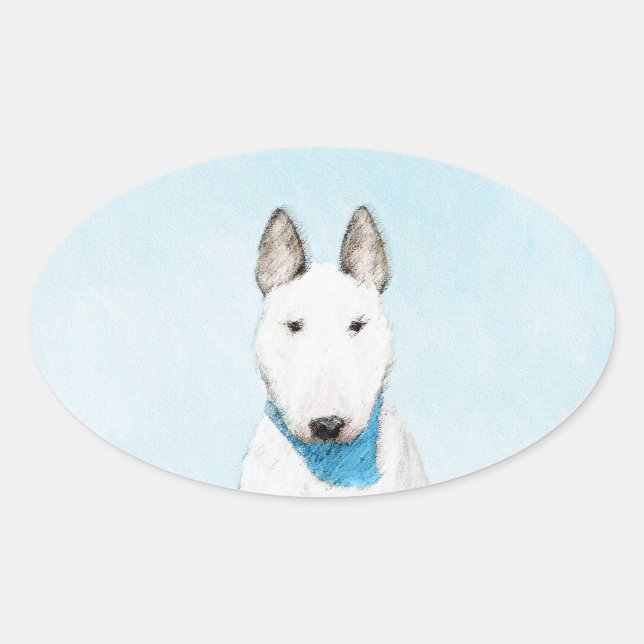 Sticker Ovale Taureau Terrier - Cute Original Chien Art (Devant)