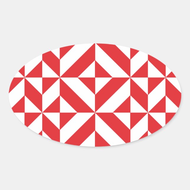 Sticker Ovale Tchry Red Geometric Deco Cube Pattern (Devant)