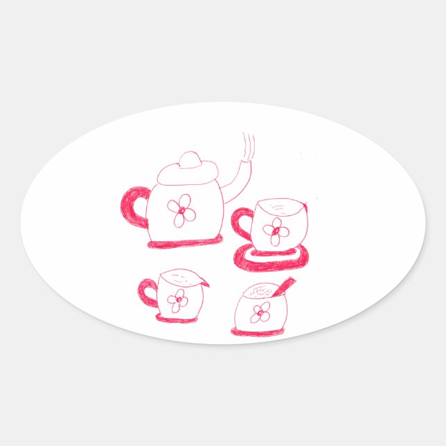 Sticker ovale Tea Time (Devant)