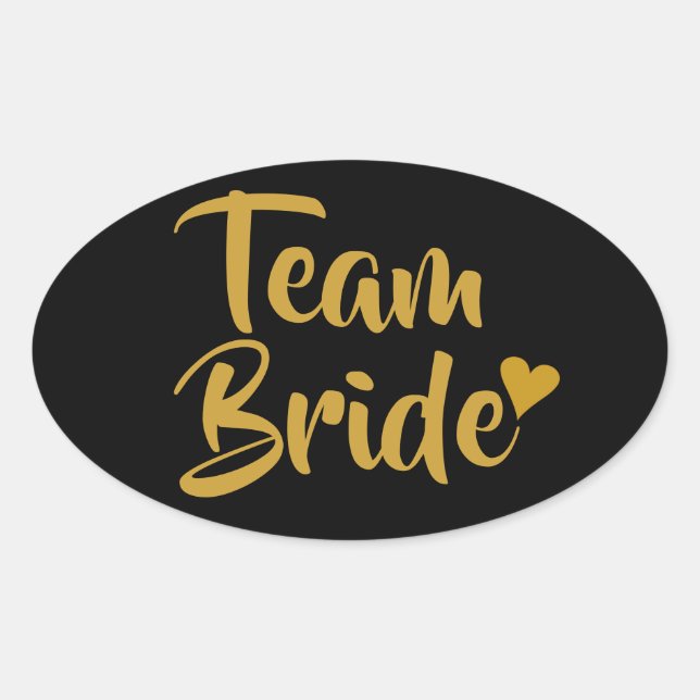 Sticker Ovale Team Bride Cœur Doré (Devant)