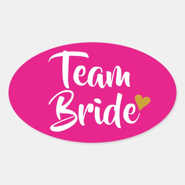 Sticker Ovale Team Bride Cœur Doré (Devant)