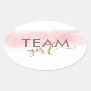 Sticker Ovale Team Girl Gold Parties scintillant Rose Genre Reve
