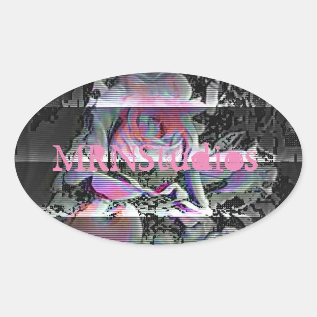 Sticker Ovale Techno Bouquet (Devant)