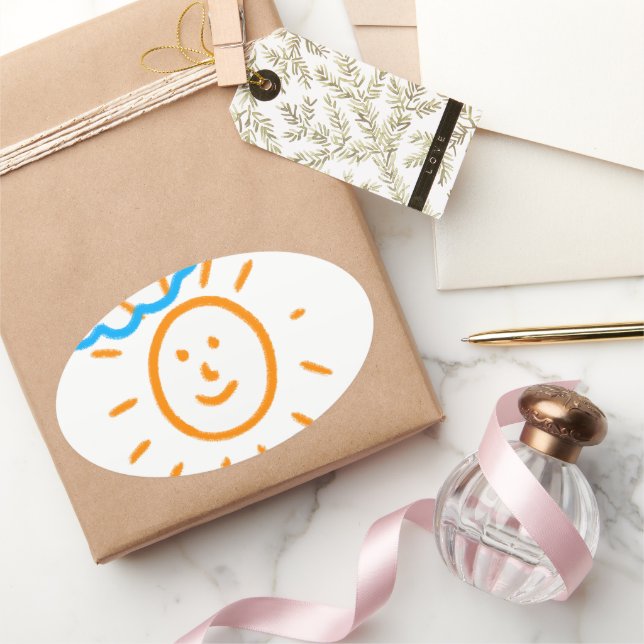 Sticker Ovale Télécharger des enfants Dessiner Transformer des e (Cadeaux)