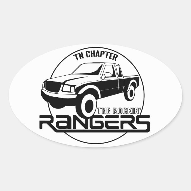 Sticker Ovale Tennessee, TN - Chapitre des Rangers de Rockin (Devant)