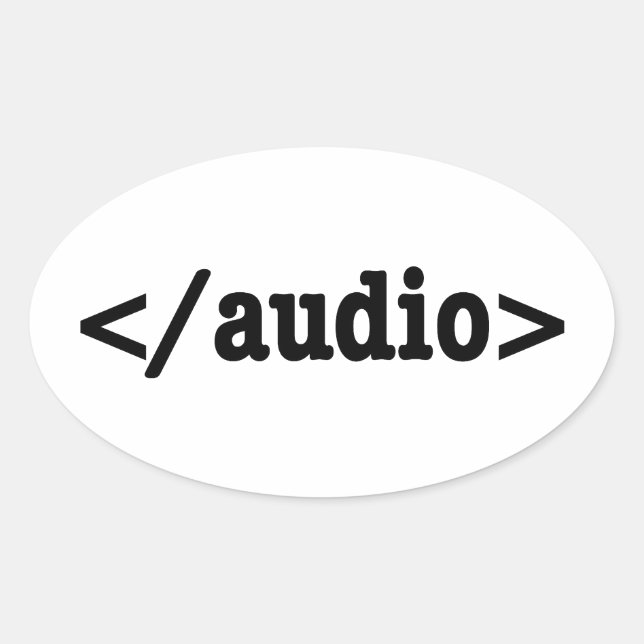 Sticker Ovale Terminer le code HTML5 audio (Devant)