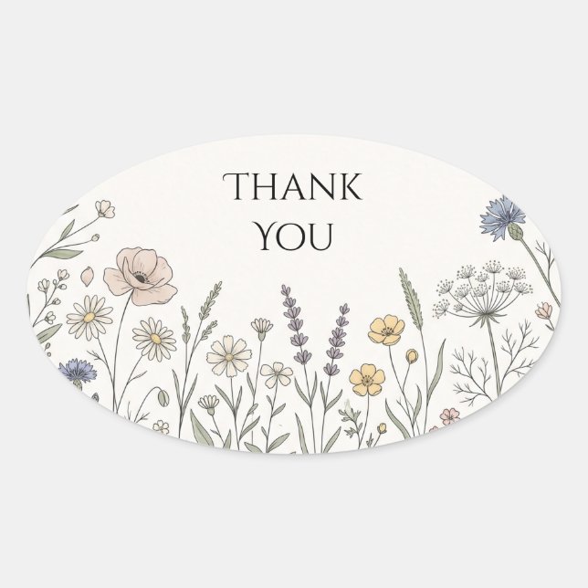 Sticker Ovale Terracotta Line Art Floral Merci (Devant)