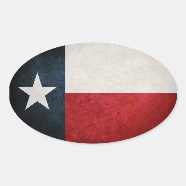 Sticker Ovale Texas Flag ; Texan ; (Devant)
