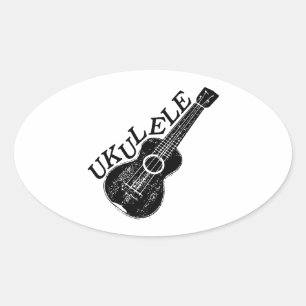 Sticker Ovale Texte Et Image Ukulele