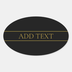 Sticker Ovale Texte et lignes Gold personnalisables