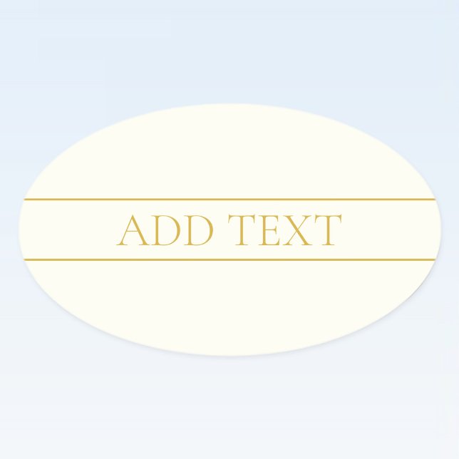 Sticker Ovale Texte personnalisable élégant simple | Or blanc ca (Créateur téléchargé)