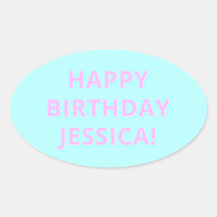 Sticker Ovale Texte personnalisable Joyeux anniversaire à n'impo