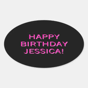 Sticker Ovale Texte personnalisable Joyeux Anniversaire à tout n
