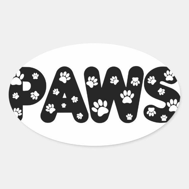 Sticker Ovale Texte personnalisé des pattes de chien (Devant)