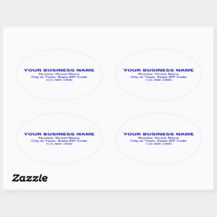 Sticker Ovale Textes bleus minimaux de la marque sur blanc