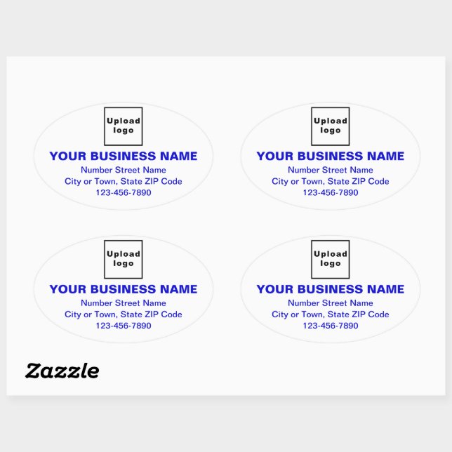 Sticker Ovale Textes minimaux de marque commerciale bleu sur bla (Feuille)