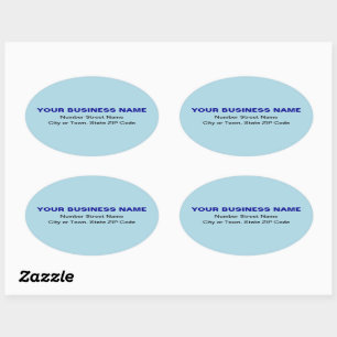 Sticker Ovale Textes simples Adresse professionnelle sur bleu cl