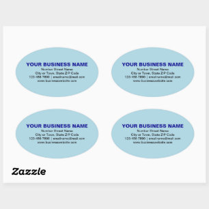 Sticker Ovale Textes simples Marque commerciale sur bleu clair