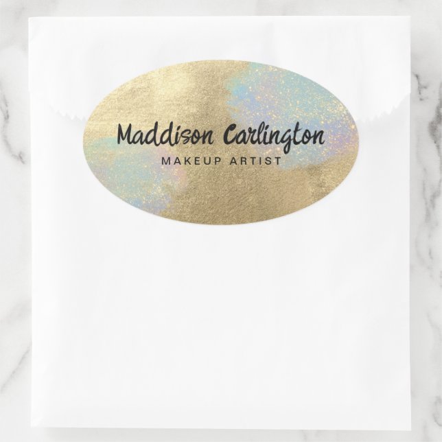 Sticker Ovale Texture Parties scintillant Or Et Iridescente (Sac)