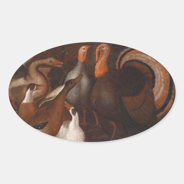 Sticker ovale Thanksgiving Pigeon Ducks (Devant)