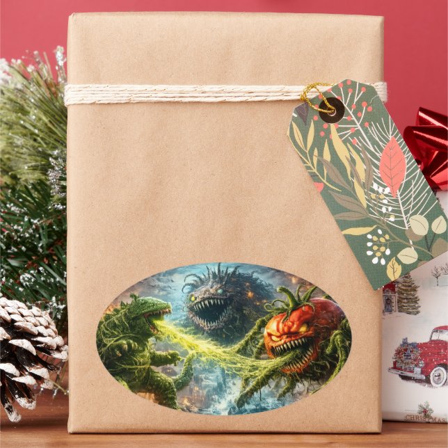 Sticker Ovale The attack of the Colossus mutant veggie oval stic (vacances)