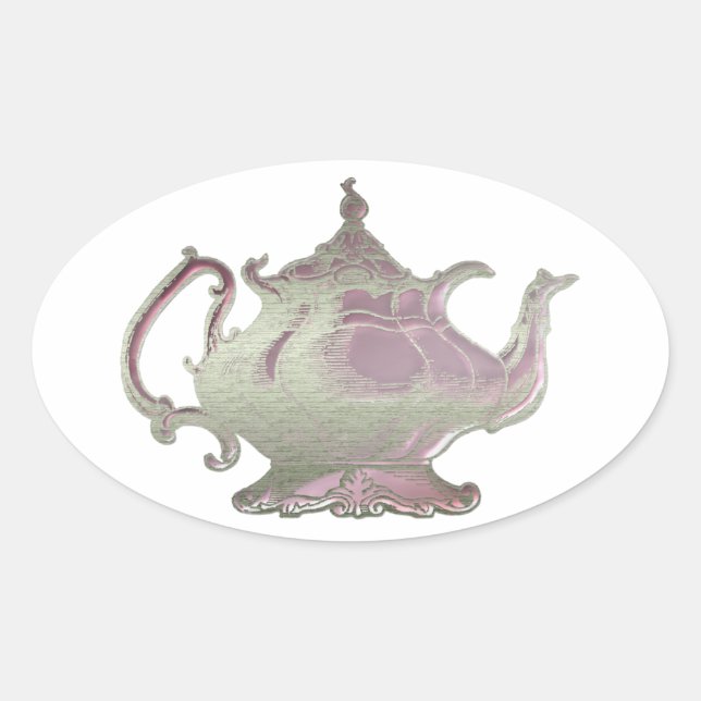 Sticker Ovale Thé rose de style vintage (Devant)