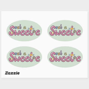 Sticker Ovale Thème de bonbons Kawaii