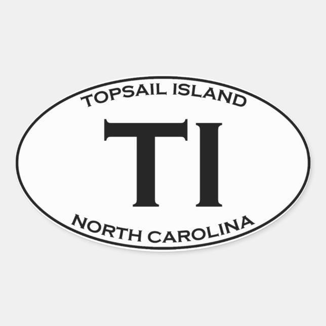Sticker Ovale TI - Topsail Island Caroline du Nord (Devant)