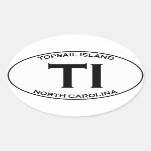 Sticker Ovale TI - Topsail Island Caroline du Nord