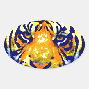 Sticker Ovale Tiger Eyes Pop Art
