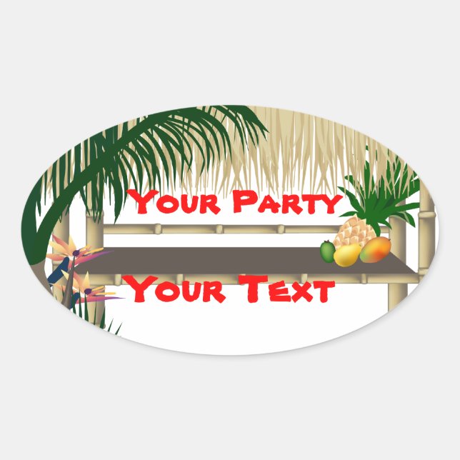 Sticker ovale Tiki Hut Party Tropical 2 (Devant)