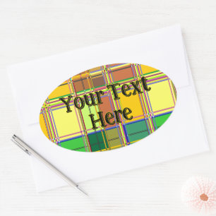 Sticker Ovale Tissu coloré des Caraïbes Madras Tartan