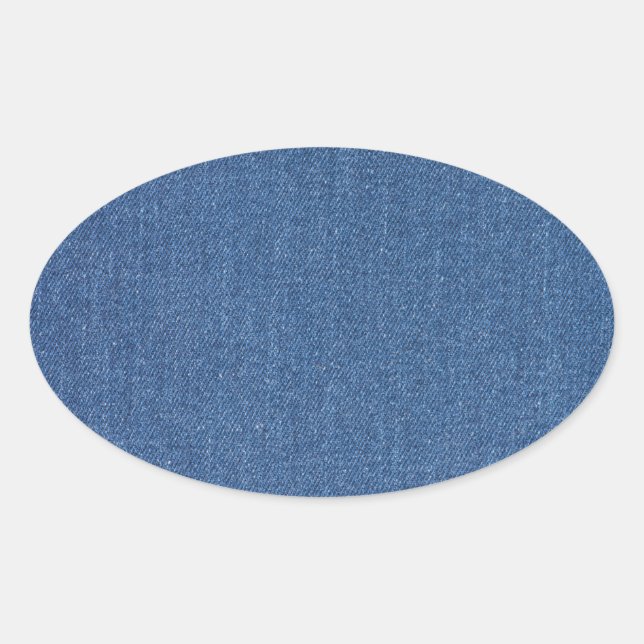 Sticker Ovale Tissu d'origine jean de mode bleu motif (Devant)