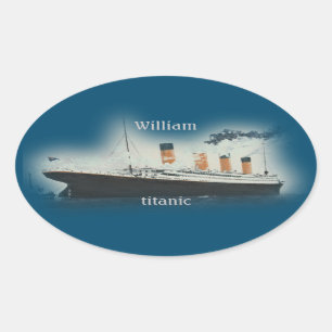Sticker Ovale Titanic vintage Ocean Liner Boy Nom de la mer Navi