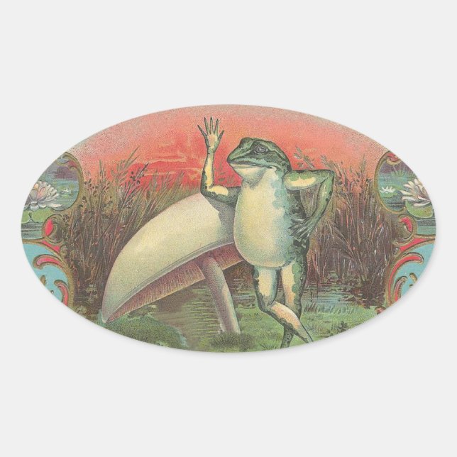 Sticker Ovale Toad et champignons (Devant)