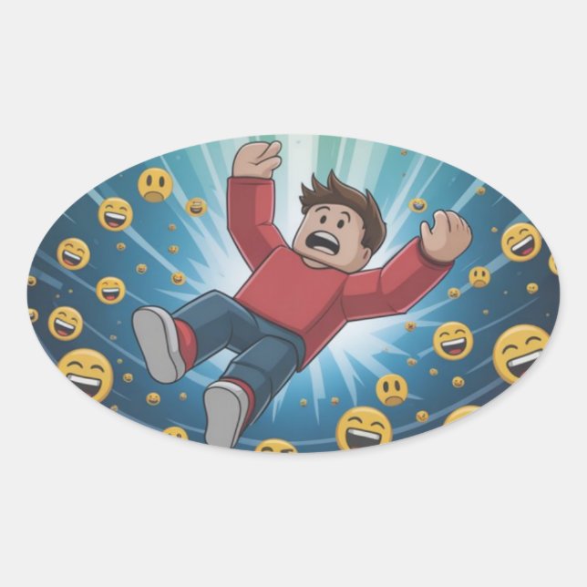 Sticker Ovale Tomber dans une bulle  (Devant)