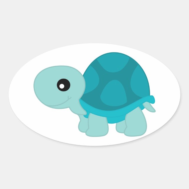 Sticker Ovale Tortoise Turquoise (Devant)