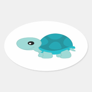 Sticker Ovale Tortoise Turquoise